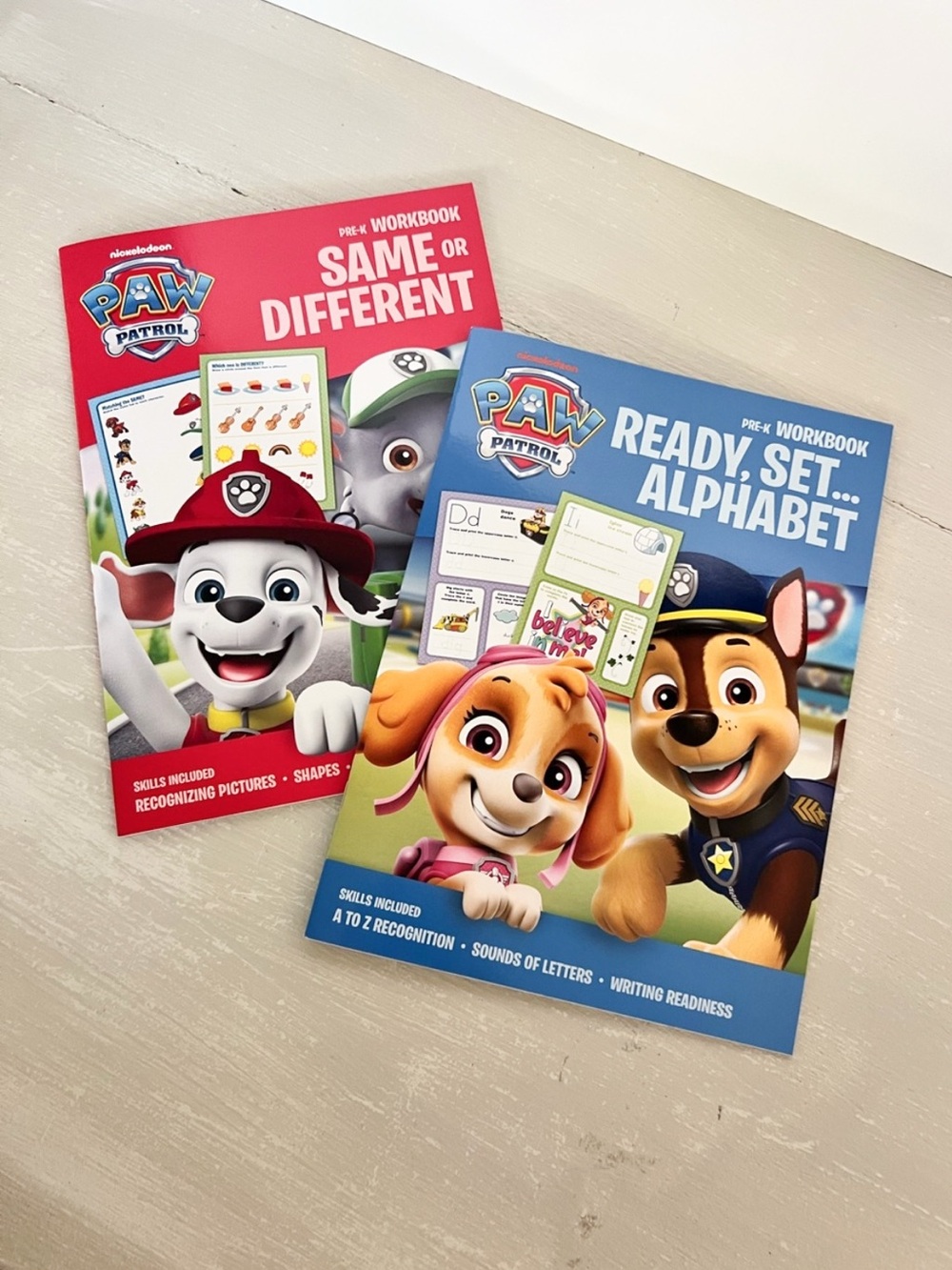 New PAW Patrol Pre-K Workbook Bundle Same or Different + Alphabet NEW
